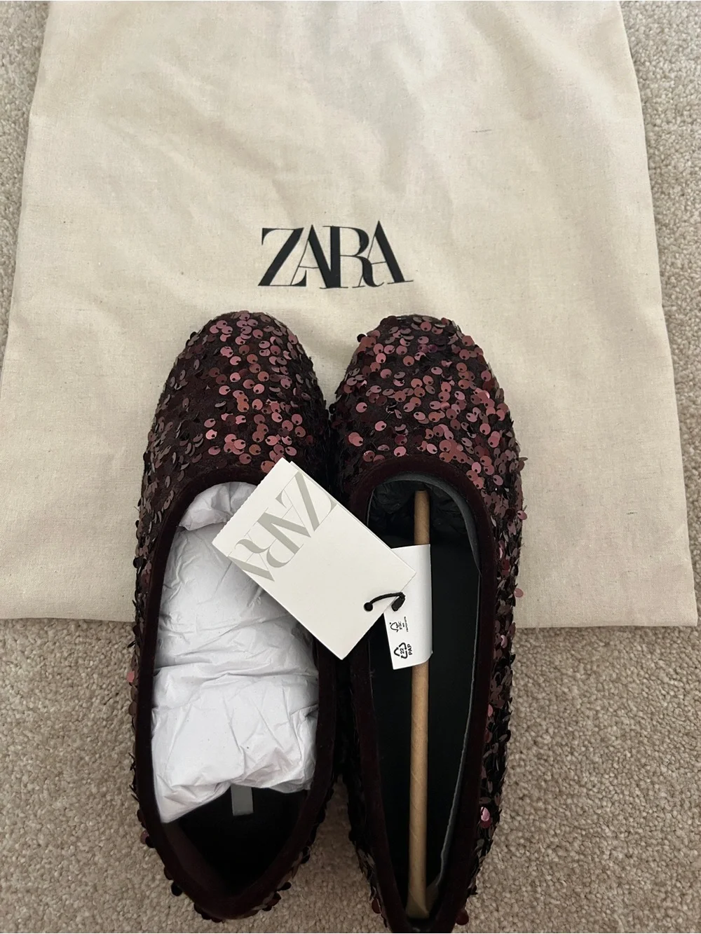 Zara Brown Sequin Flats